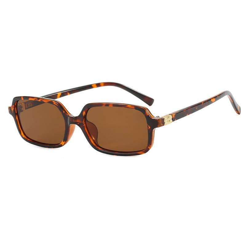 Vintage Rectangle Sunglasses Women Retro Fashion Designer Small Oval Anti Blue Light Glasses Leopard Eyewear