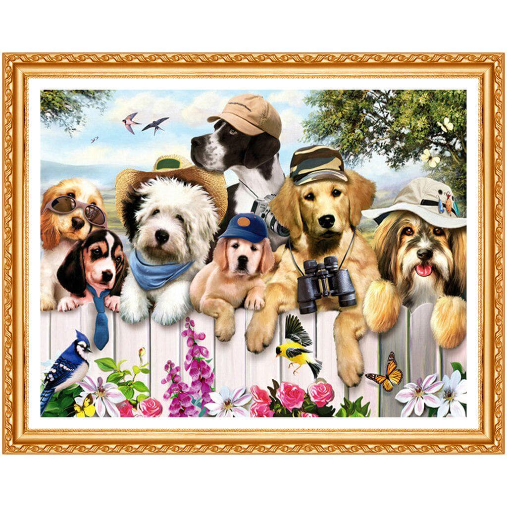 Diamond Embroidery Dog Needlework Set Diamond Painting Animal Crystal Round Full Drill Picture 20X30CM