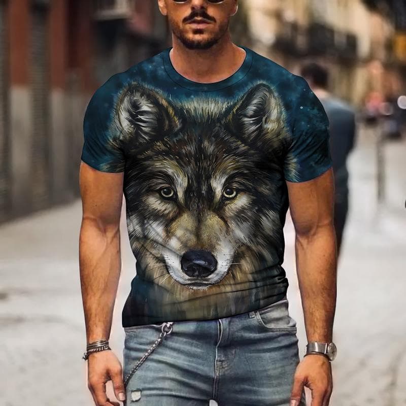 Couple Wolf Print T-Shirt Men's 3D T-Shirt Drop Ship Top Short Sleeve Camiseta Round Neck T-Shirt Fashion Casual Brand M