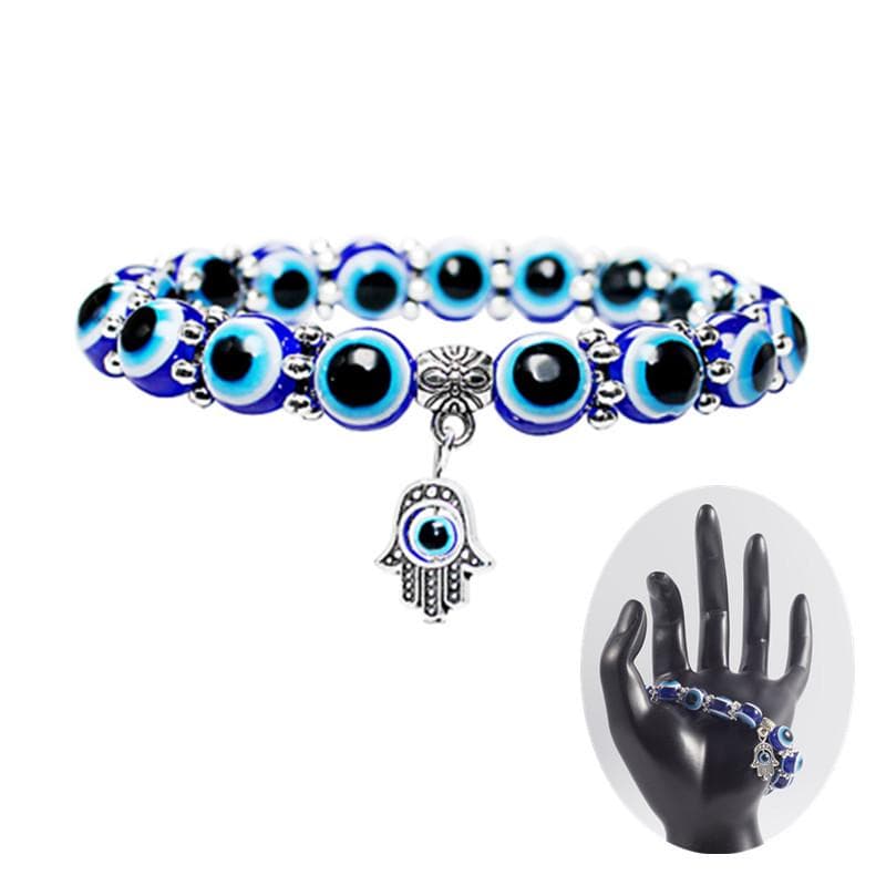Retro Lucky Handstring Blue Eyes Fatima Hand Fashion Jewelry Beads Bracelet