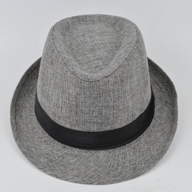 Men's Fedora Jazz Cotton and Linen Pure Hat Dad Hat Imitation Linen Sun Visor Sun Hat White Hat Wedding Fedora Hat grey