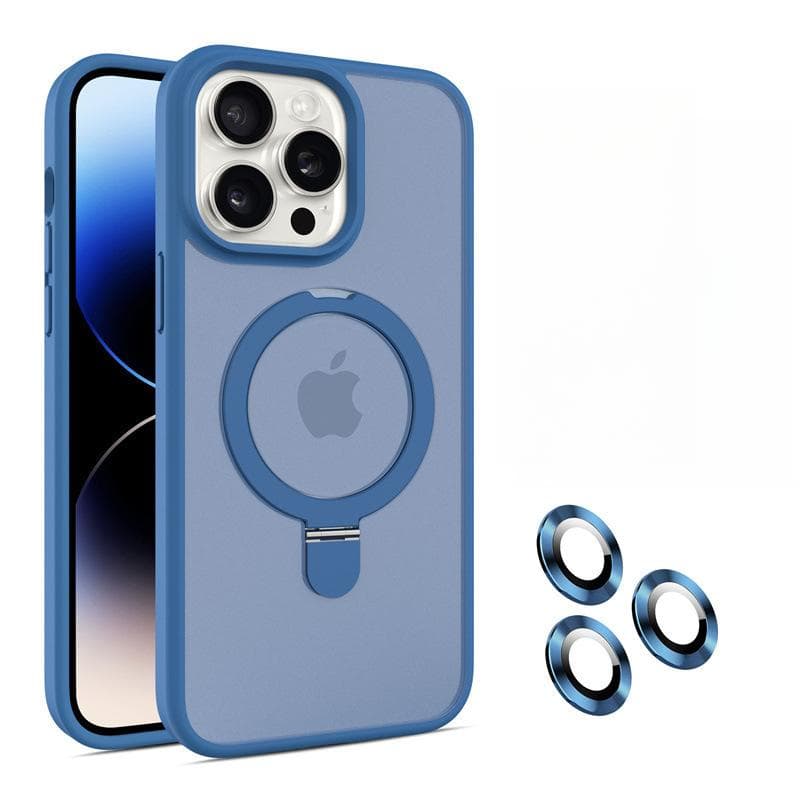 Metal Magnetic Invisible Bracket Suitable for Apple 16 Mobile Phone Case IPhone 15 Promax Hard Shell 13 Matte iPhone 11 blue