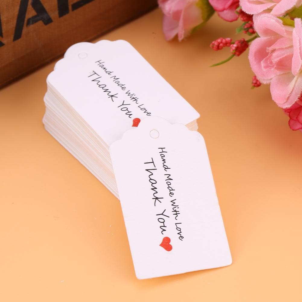 100pcs White Handmade Hang Label Wedding Favor Gift Tags Clothing Jewelry Price Tag #3
