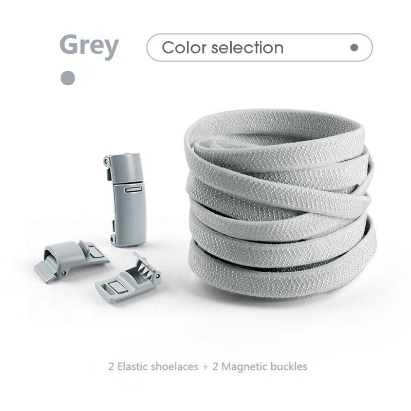 NO.8 Magnetic Lock Laces without ties Sneakers for Shoelaces Elastic No Tie Shoe laces Kids Adult Quick Flat Shoe lace Rubber Bands grey