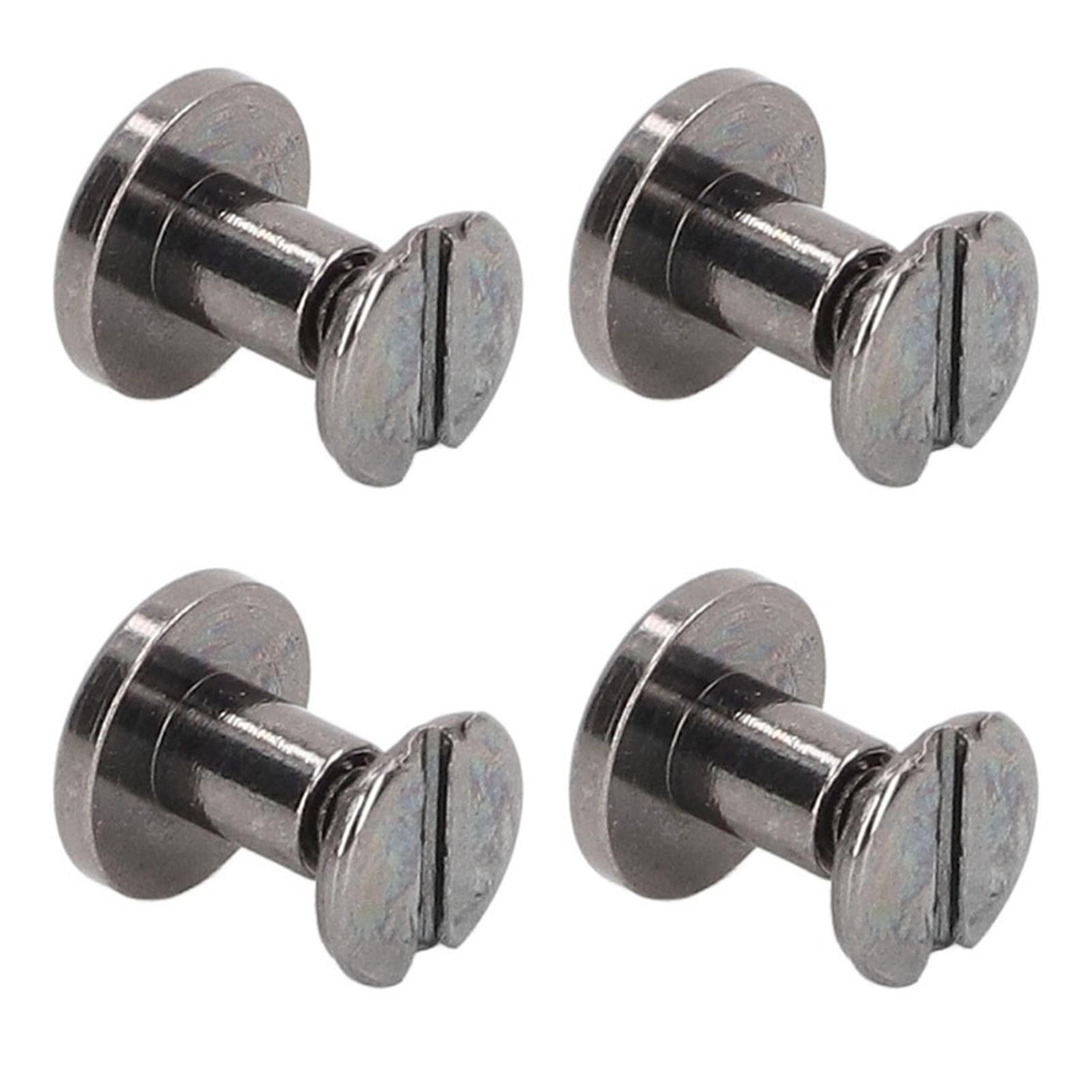 100 Sets Metal Chicago Binding Screws Electroplated Brass Arc Surface Round Flat Head Leather DIY 9x6.5mm Silver Grey