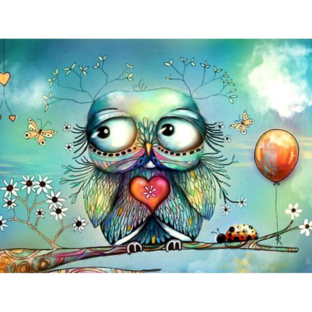 5D Diamond Embroidery Owl Full Set Diamond Painting Cartoon Pictures of Rhinestones Beaded Painting 20X30CM