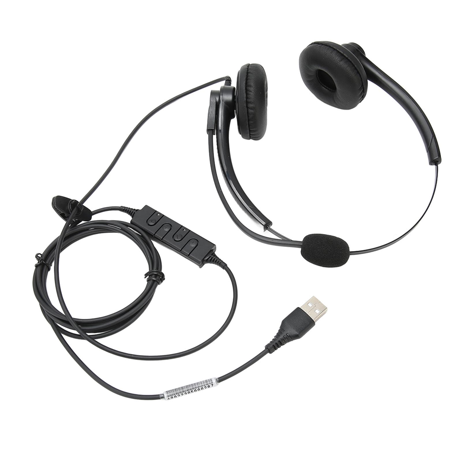 Wired Telephone Headset Noise Reduction Binaural Business Headphone with Mic for Call Center