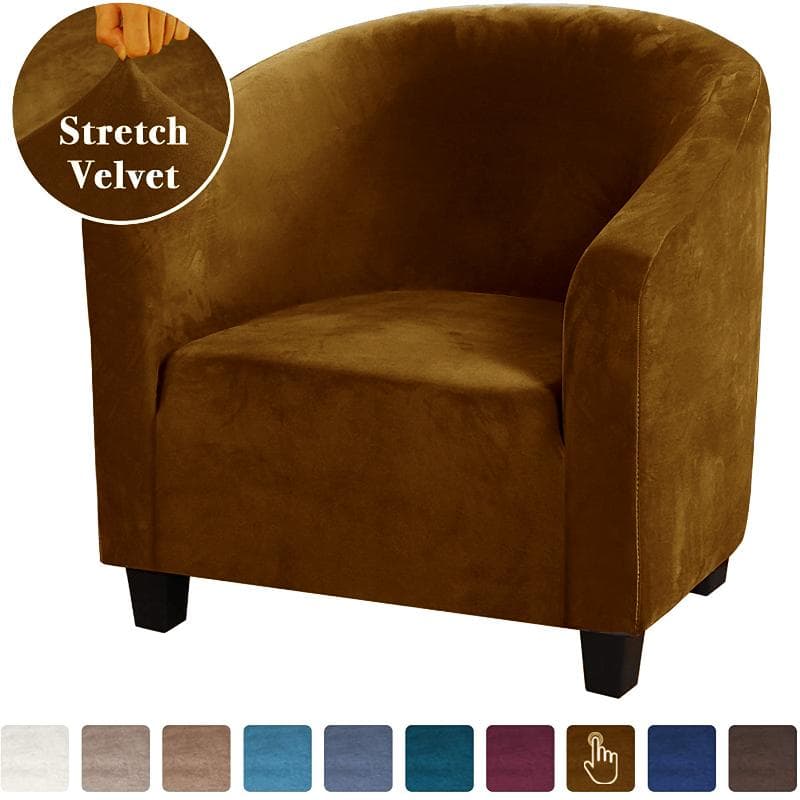 High Stretch Sofa Cover Velvet Tub Chair Cover Skid Resistance Furniture Protector Stretch Fabric Super Soft Couch Slipcover light brown