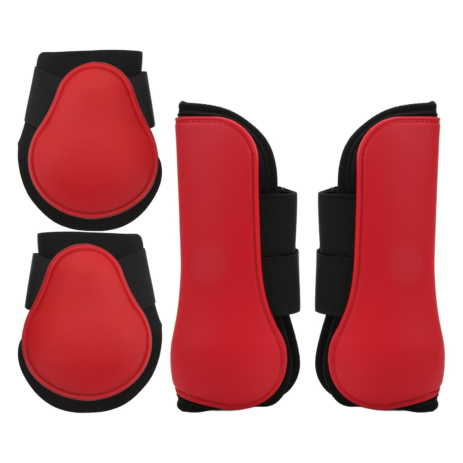 4pcs Horse Front Hind Leg Boots PU Shell Horse Tendon Boots for Horse Training Jumping RunningRed Large