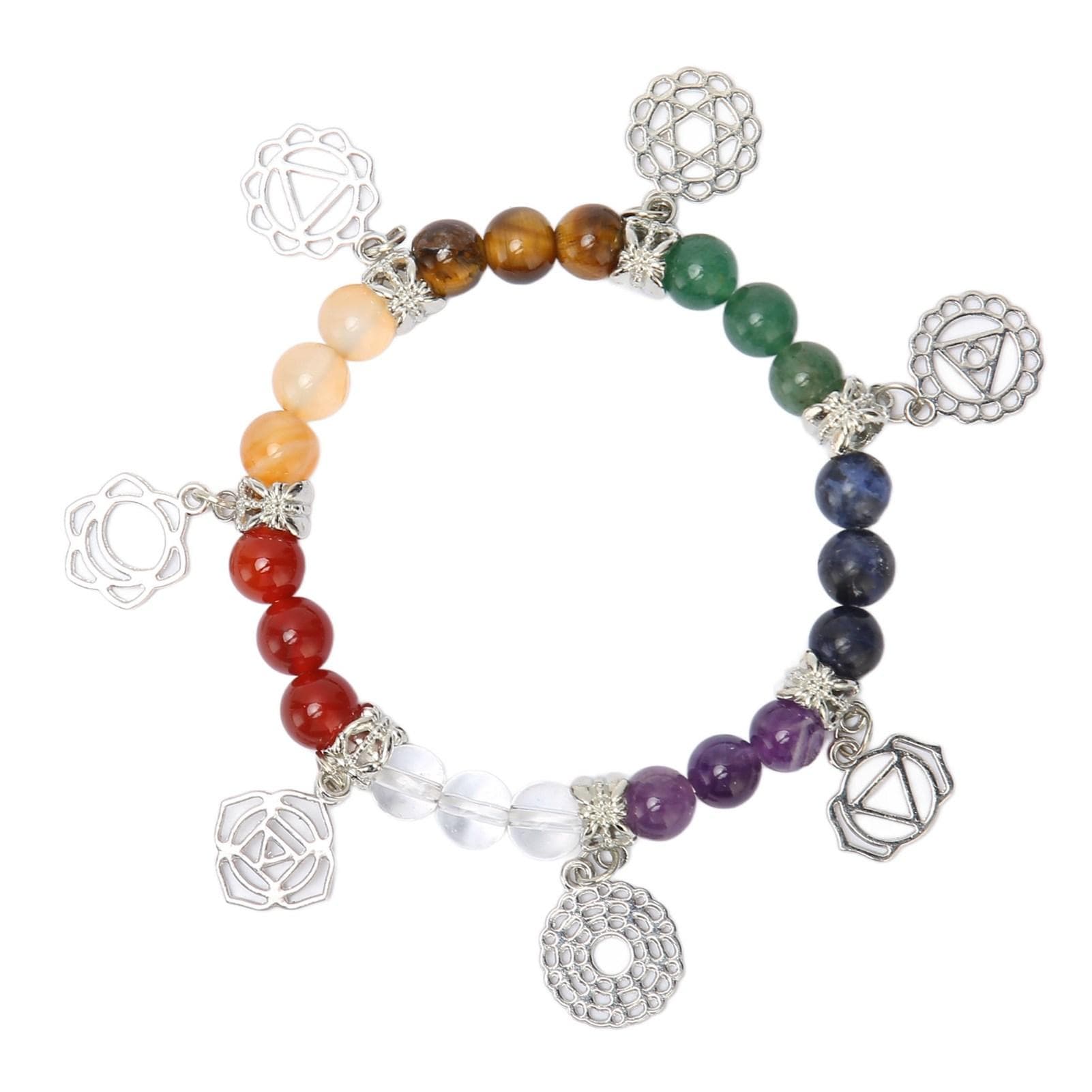 Chakra Healing Crystals Bracelet Lightweight Hand Cut Polished Colorful Relaxing Yoga Chakra