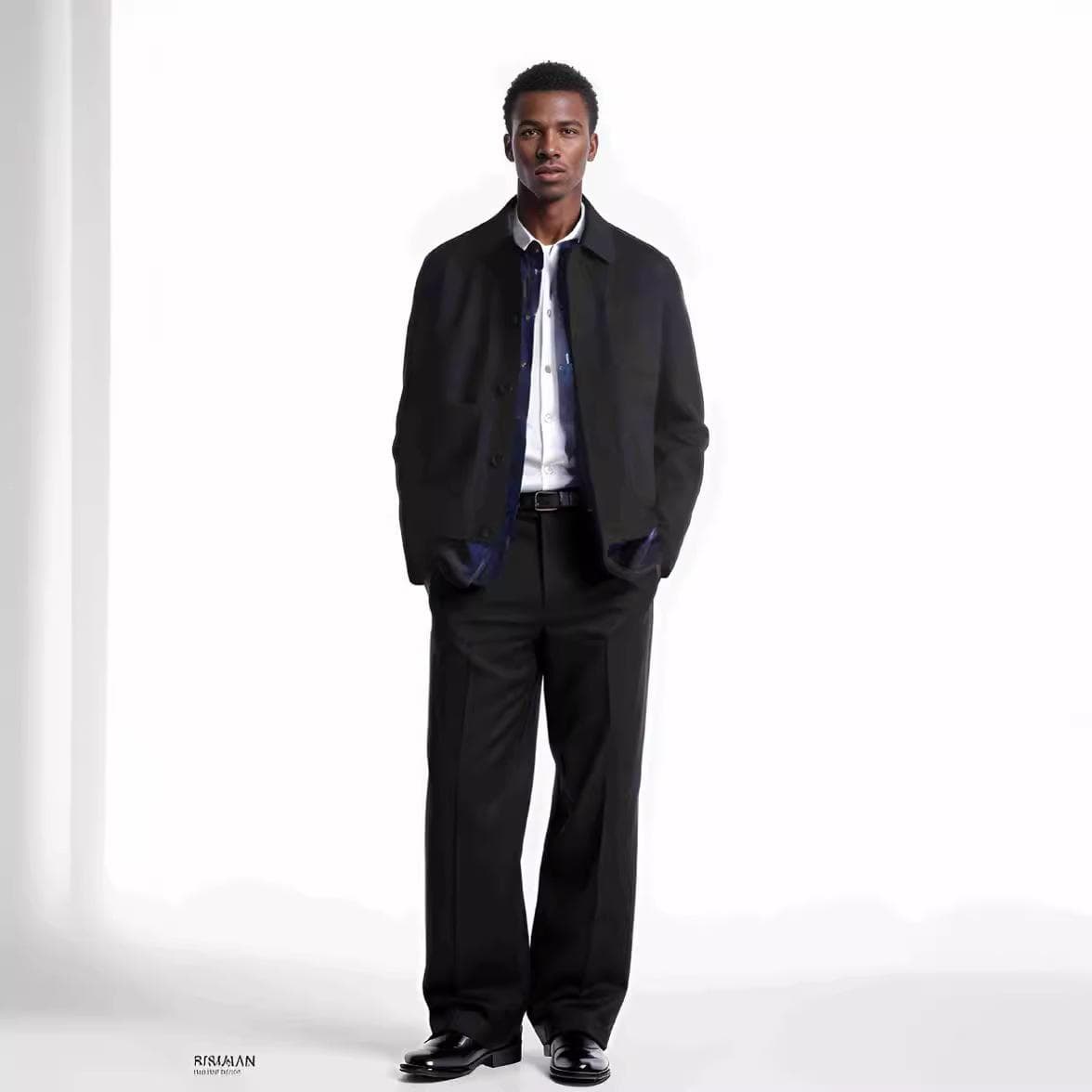 New Men's Casual Fashion Lapel Work Style Jacket Solid Color Shirt Jacket 2XL