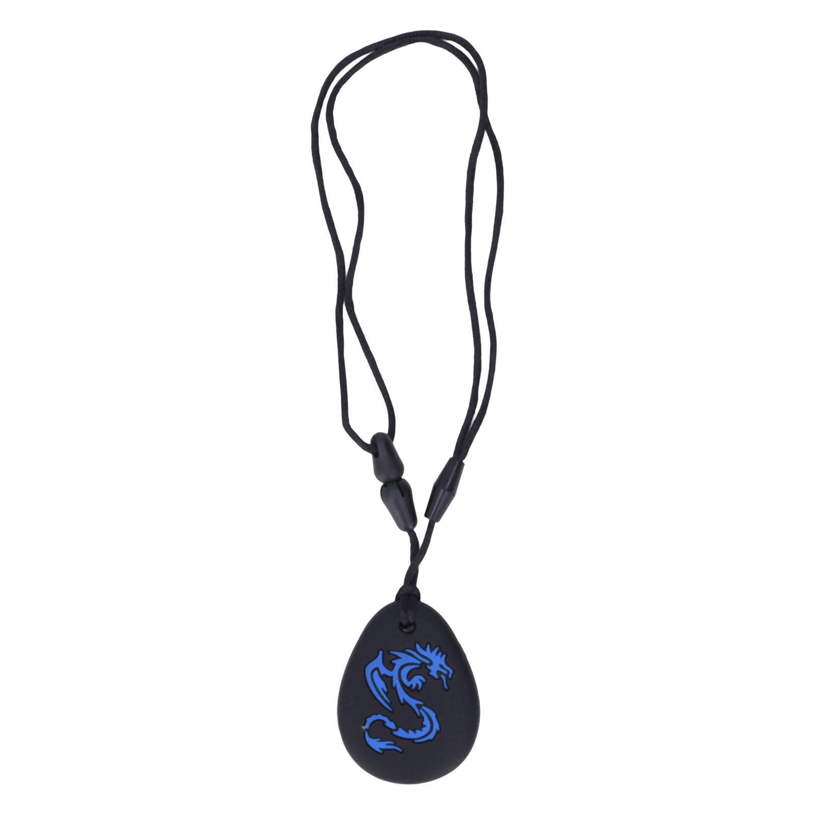 2Pcs Silicone Sensory Chew Necklace Chewy Chewable Teethers Necklace for Kids Chewing Teething blue