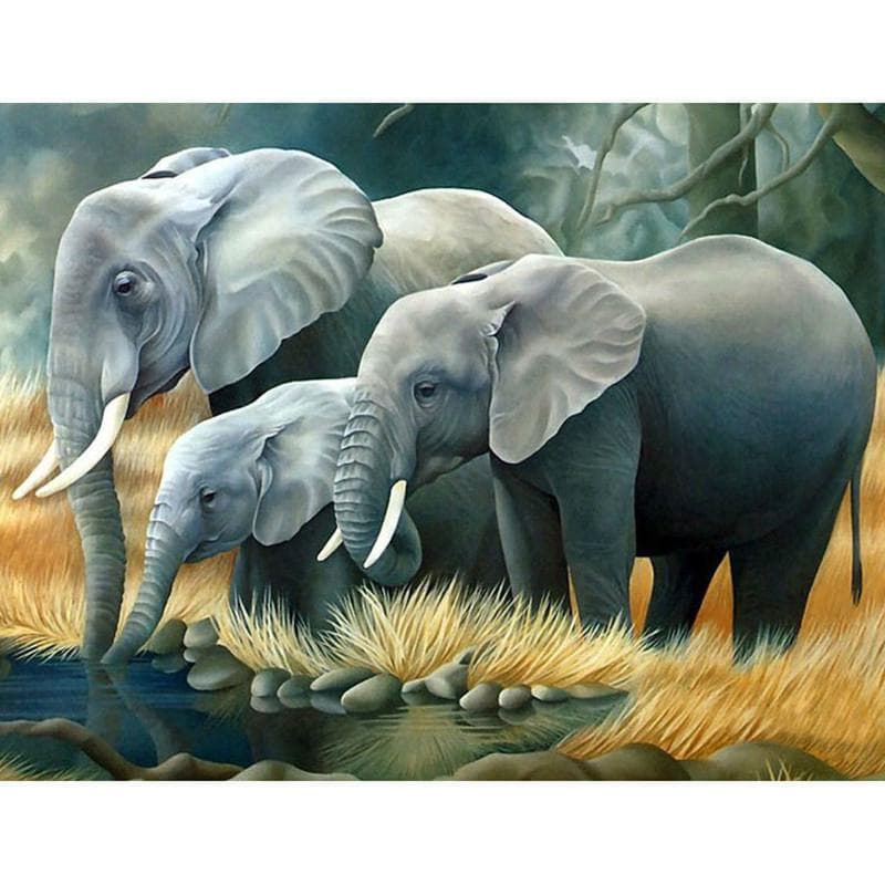 Diamond Painting Cross Stitch Three Elephants Diamond Embroidery Rhinestone Mosaic Home Decor 20X30CM