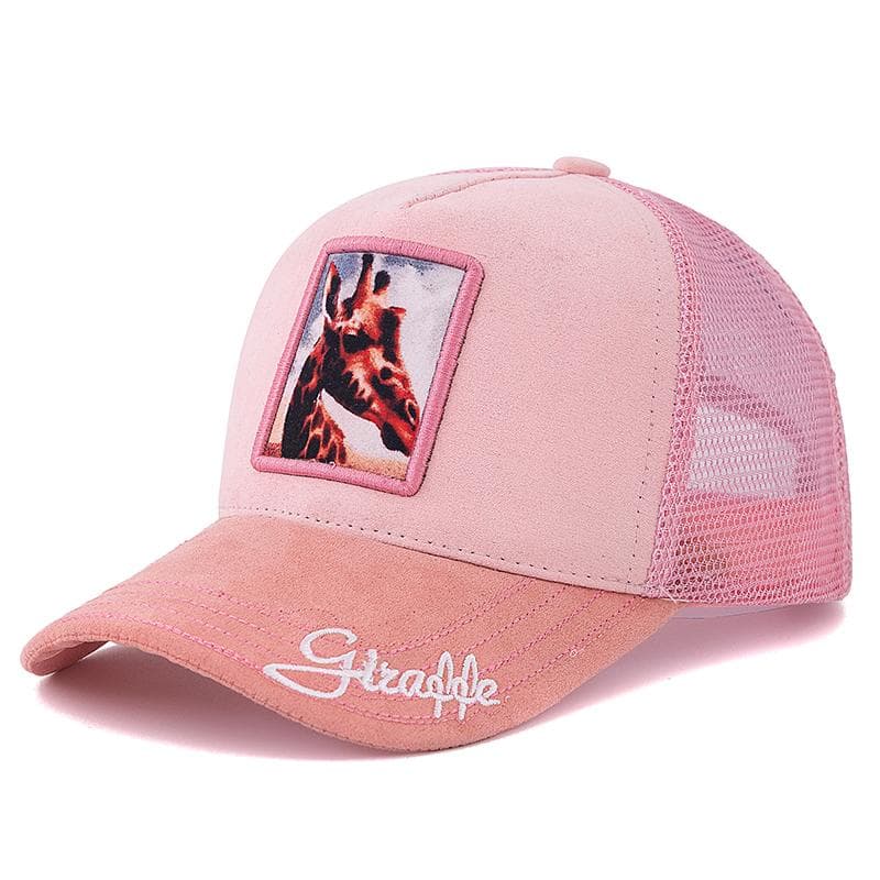 New Unisex Mesh Trucker Hat Leopard Pattern Patch Design Suede Hat Summer Baseball Cap Streetwear Cap For Men Women 56cm-60cm giraffe