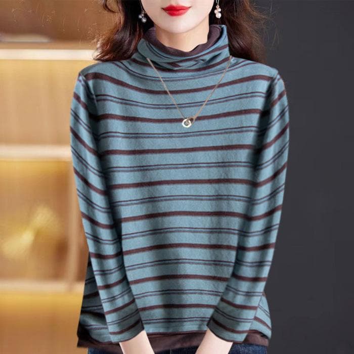 New Autumn and Winter Style Slim Fit and Velvet Turtleneck for Women In The Inner Wear for Women 4XL blue