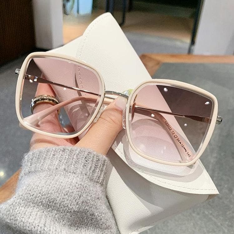 Unisex Square Frame Sunglasses Luxury Gradient Large Size Trendy Outdoor Travel Driving Goggles for Men Women