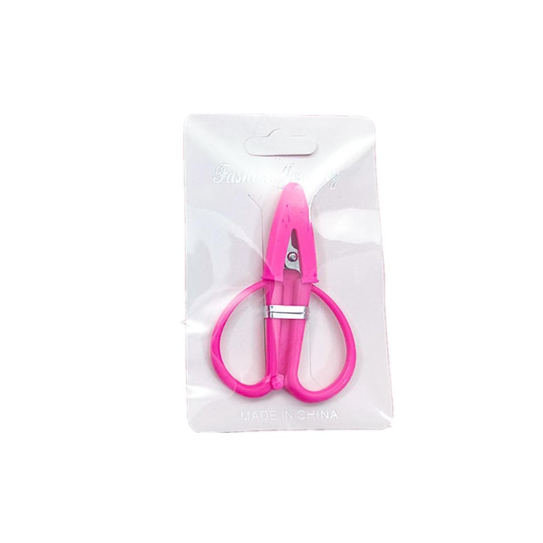 Portable Mini Scissors Art DIY Tools Thread Cutting Embroidery Scissors Students Hand-cut Safety Scissors With Caps Household pink