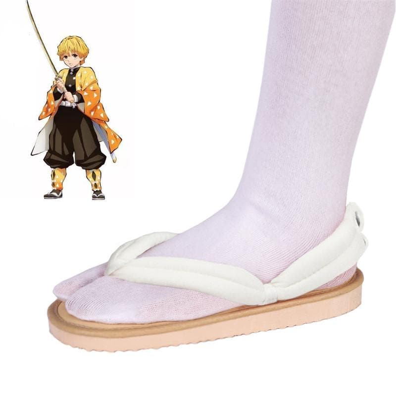 Anime Demon Slayer Cosplay Shoes Kimetsu No Yaiba Kamado Tanjirou Clogs Sandals Kamado Nezuko Geta Kochou Shinobu Flip Flops 44-45 white