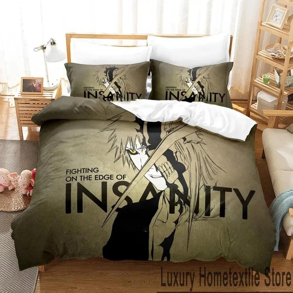 Anime Bleach Kurosaki Ichigo Bedding Set Duvet Cover Bed Set Quilt Cover Pillowcase Comforter king Queen Size Boys Adult Bedding 70x133cm 2pcs