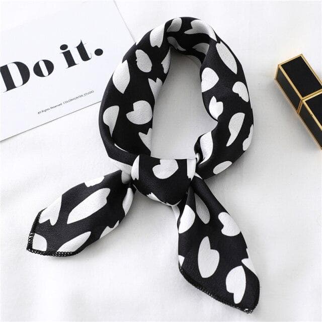 New Silk Scarf Square Women Fashion Dot Plaid Print Neckerchief Ladies Work Scarves Small Winter Foulard Bandana Hair Tie Band