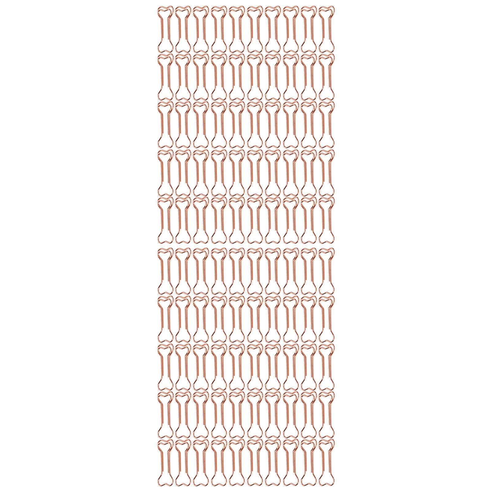100pcs Shaped Paper Clips Electroplating Rose Gold Series Metal Portable Cute Office Clips for