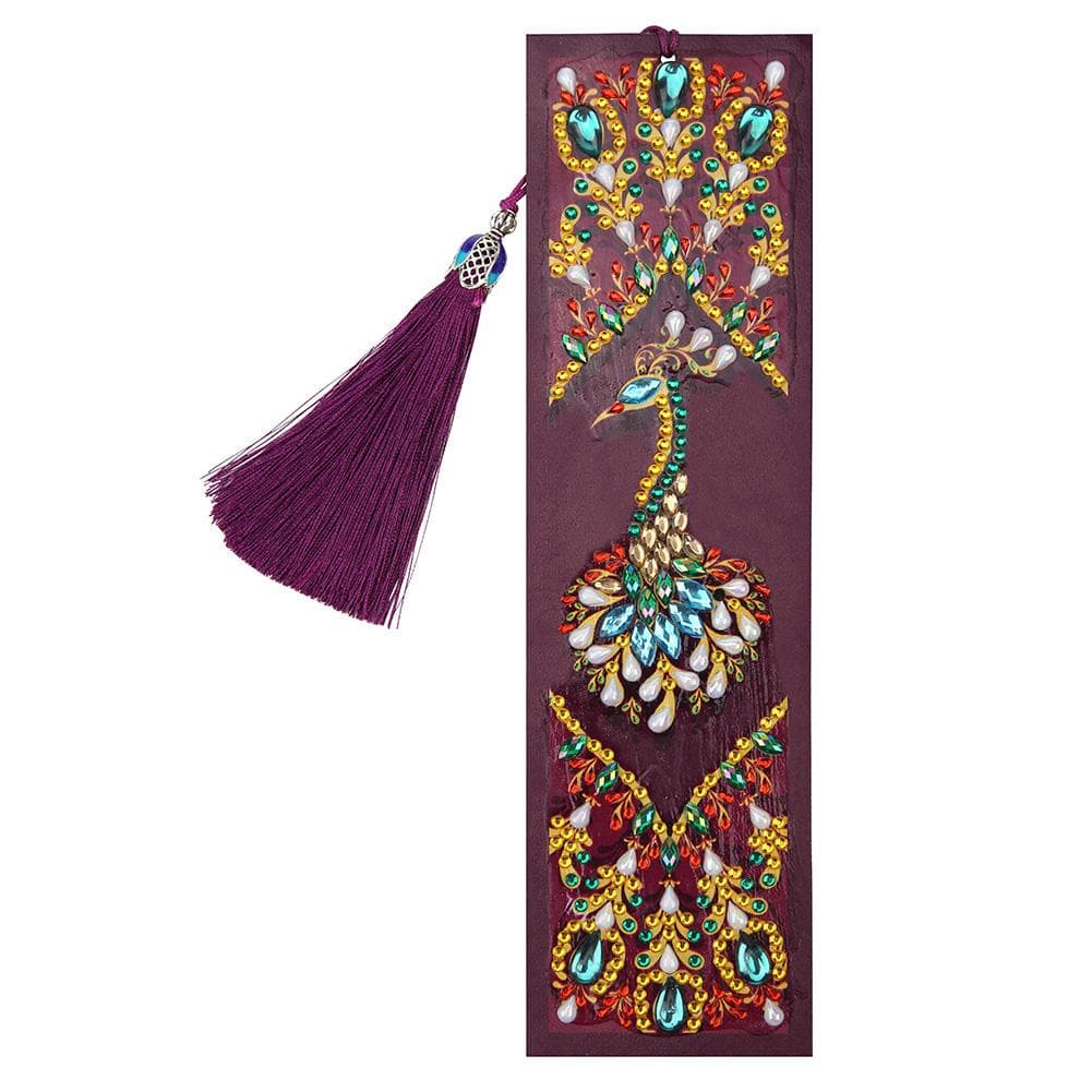 DIY Peacock Shaped Diamond Painting Bookmark with Tassel for Gift Book Crafts Decoration