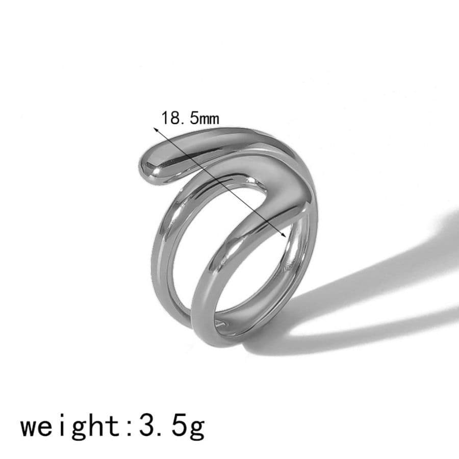 Geometric Style Stainless Steel Ring For Women With Unique Line Art And Durable Coating silver