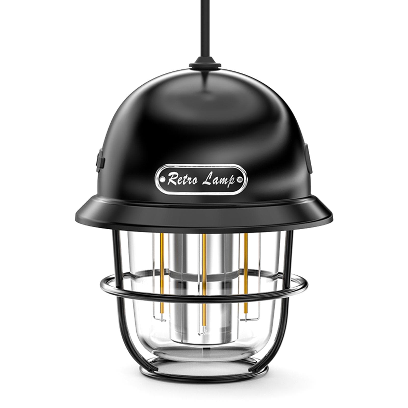 Vintage LED Camping Lantern Water Resistant Rechargeable Camping Tent Light Emergency Lamp for Deck black
