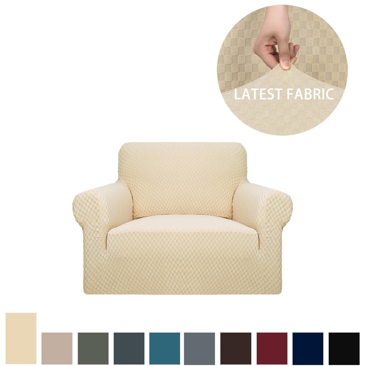 Knitted Square Jacquard Thickened Stretch Sofa Cover Fabric All-inclusive Full Cover Sofa Cushion Cover 1 Seat beige