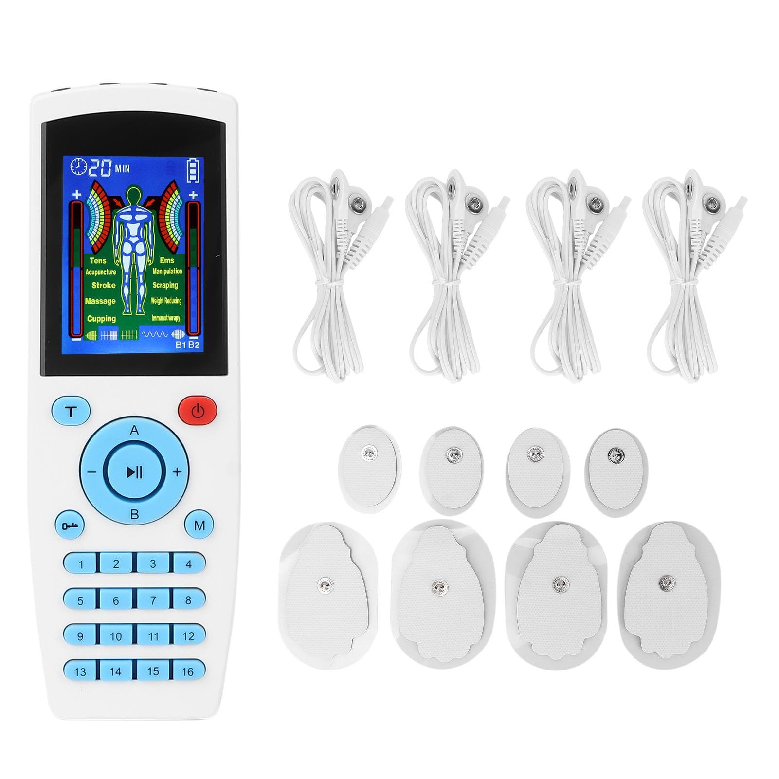 EMS TENS Muscle Stimulator Device Machine 16 Modes Pulse Massager for Natural Pain Relief Therapy US Plug