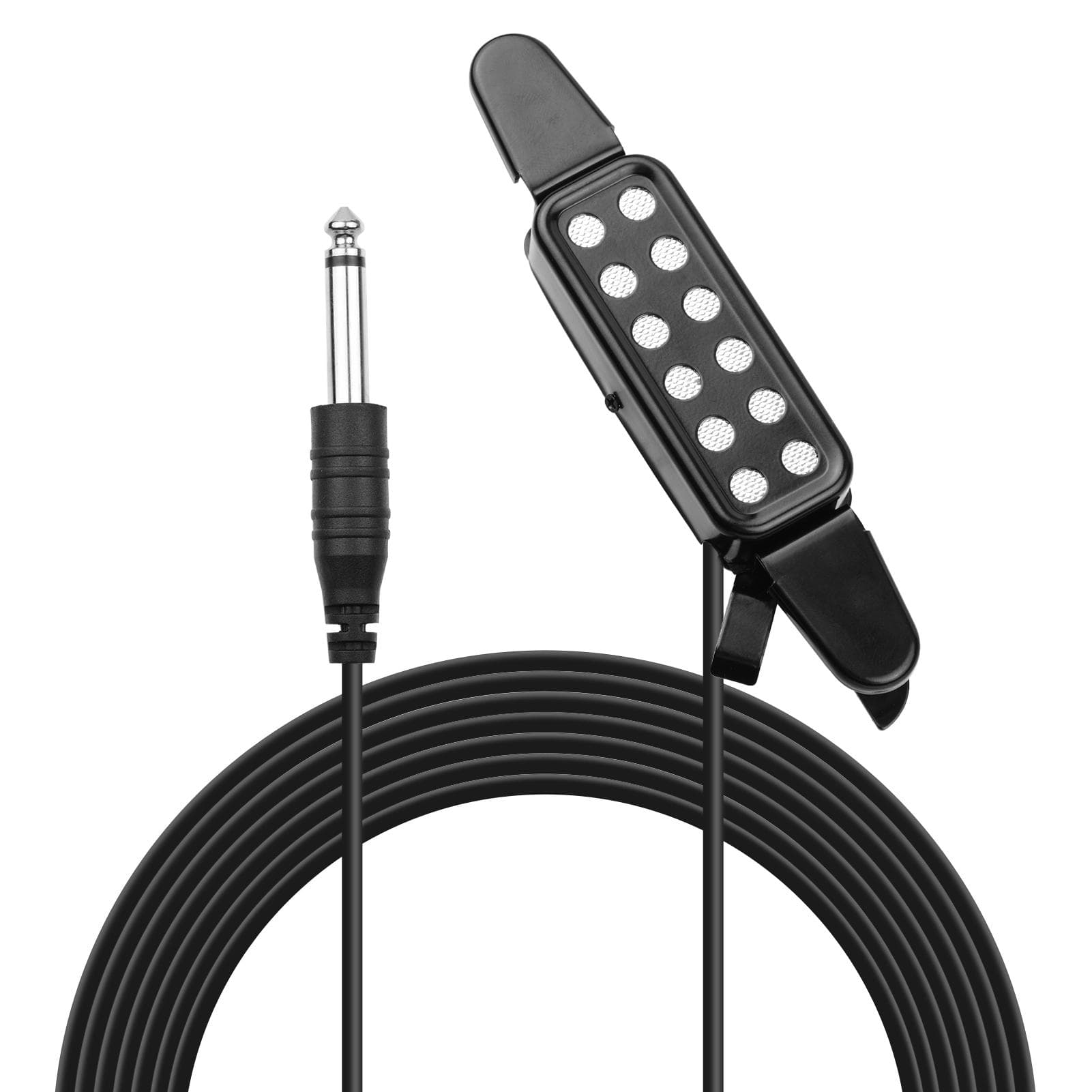 Acoustic Guitar Pickup Clip-on Guitar Pick Up Transducer Instrument Pick-up with 1/4 Inch Connector black