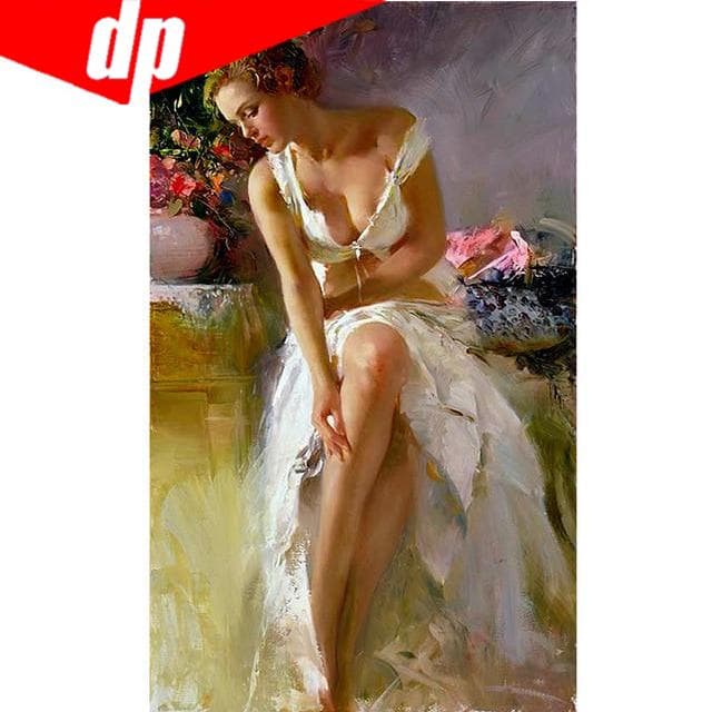 5D Round Diamond Sexy Women Diamond Embroidery Diy Needlework Diamond Painting 20X30