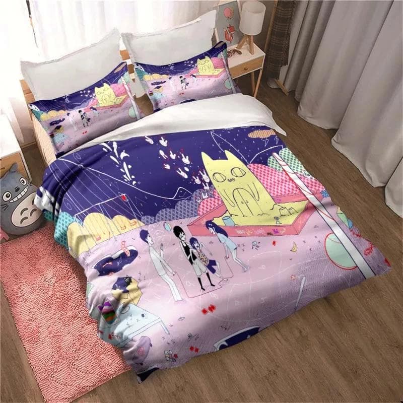 Fashion 3D Printed Anime Omori Bedding Set All Seasons 2/3 Piece Double Duvet Cover Set Twin King Size Bedclothes Home Textile EU Twin 135x200cm