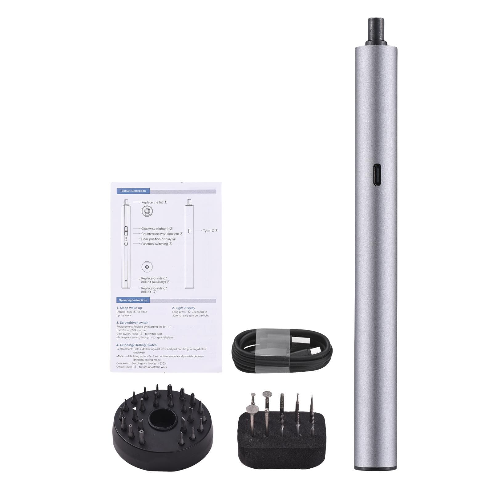 Electric Screwdriver Multifunctional Driller Polisher Slicer 3 Speed Adjustment 30000RPM High-speed
