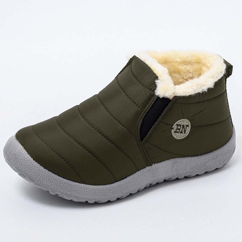 Snow Women Boots Fashion Unisex Shoes Slip On Platform Shoes For Women Ankle Boots Waterproof Plush Winter Shoes 45 army green
