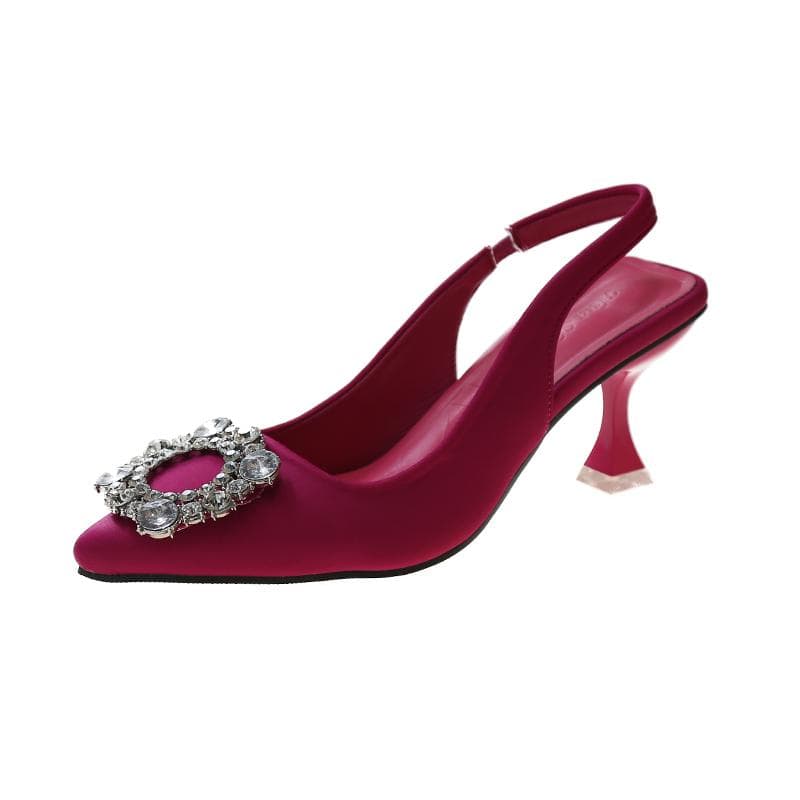 Design Summer Women Sandals New Women's Shoes Pointed Toe Shallow Diamond Low Heel Back Shoes Women Dress Shoes 35
