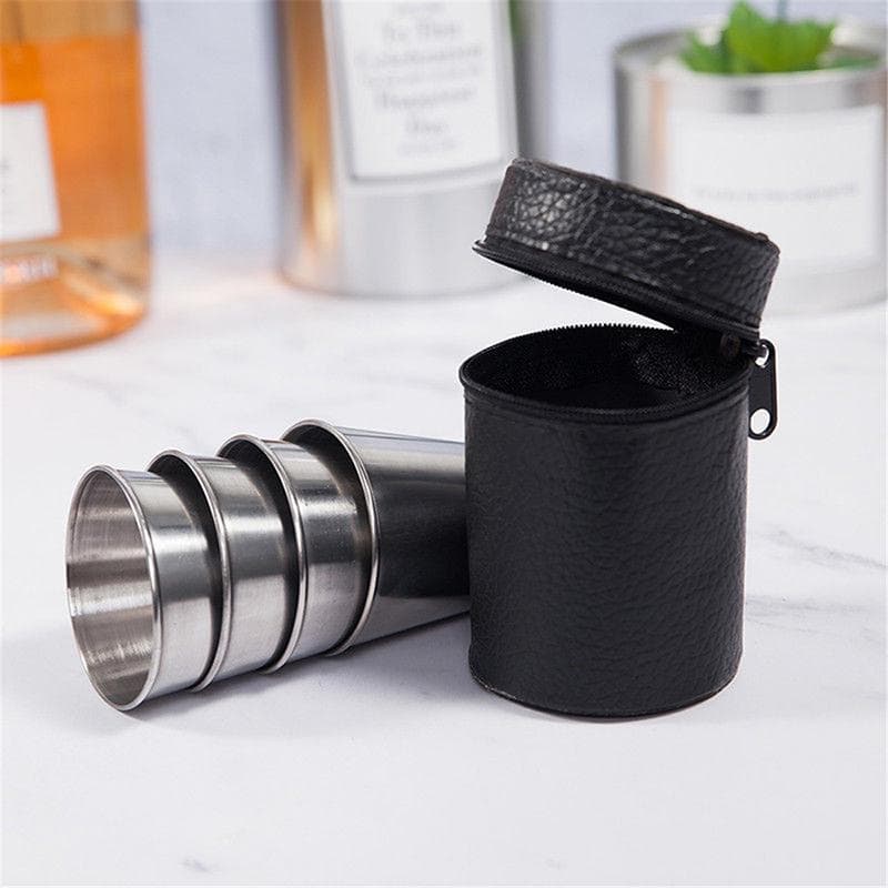 Cups Wine Cup 30ml Durable High Quality Hanging Stainless Wire Outdoor 4 Wine Glasses One Cup Set silver
