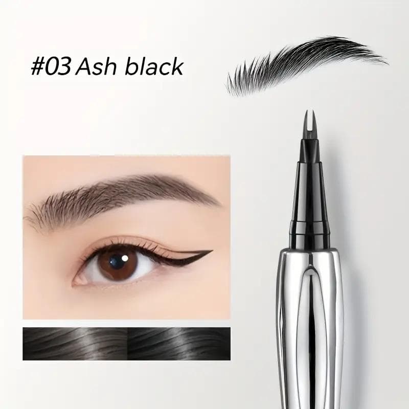 Dual-Ended Eyebrow Pencil - Quick Shape, Ultra-Fine Natural Look, Waterproof & Sweatproof, Smooth Even Flow, Beginner-Friendly, for All Skin Types 03 black