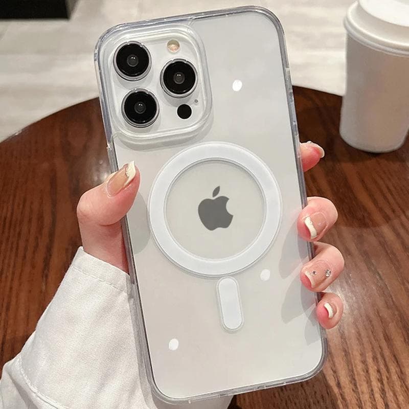 Original Magnetic Wireless Charge Transparent Case For iPhone 15 14 13 12 11 Pro Max Plus For Magsafe Shockproof Acrylic Cover For iPhone 11 ProMax