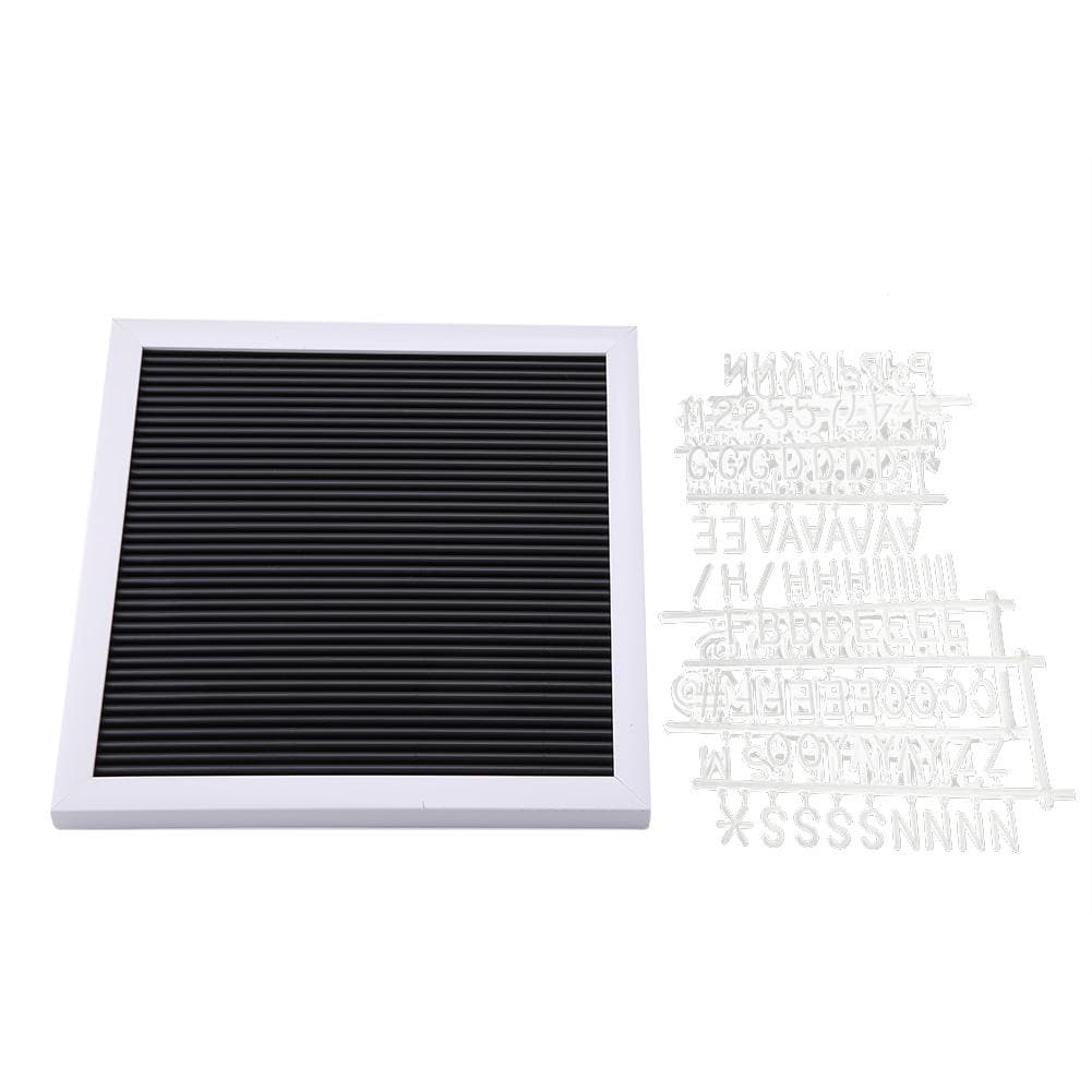 25cm*25cm Message Plastic Letter Board Sign Changeable Letters Numbers Room Decor (White Frame)
