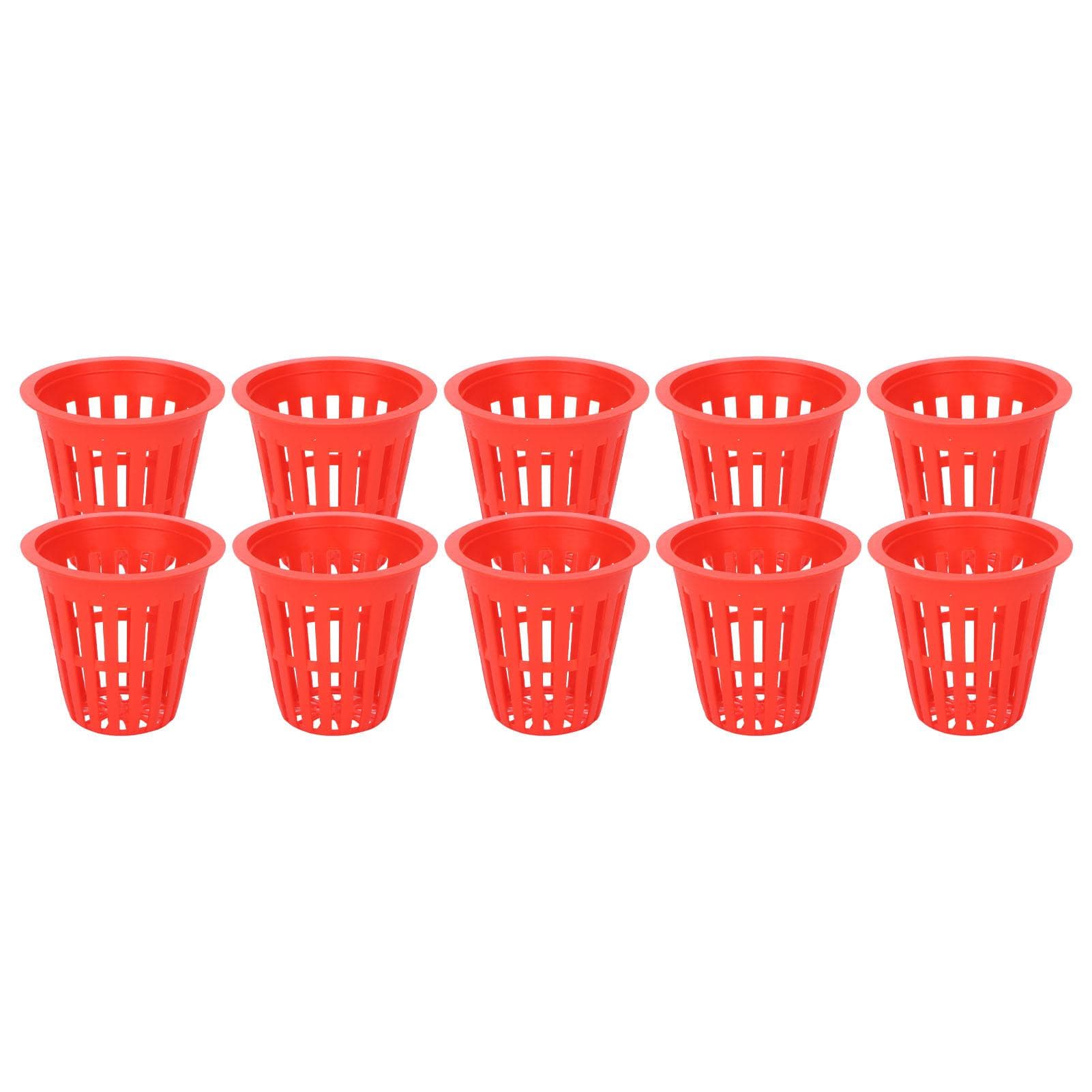 10PCS Planting Basket Hydroponic Cultivation Basket Plastic Plant Mesh Cup for Balcony GardenRed
