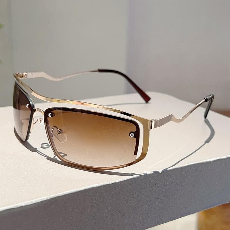 Luxury Pilot Square Sunglasses Vintage Oversized Metal Shades For Women Men Fashion Designer Eyewear