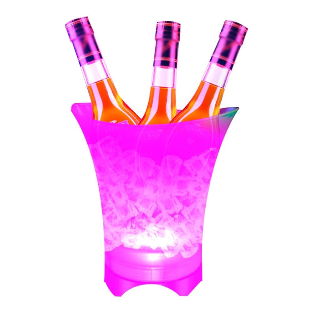 LED Glowing Ice Bucket 5L Collapsible Drinks Beverage Containers Portable BT Stereo Support 6 Light white