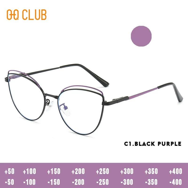 O-Q CLUB Graduated Lenses to Read Anti Blue Ray Eyewear Cat Eye Glasses Frame Women Sunglasses for Men Reading Glass Lunette Prescription Custom