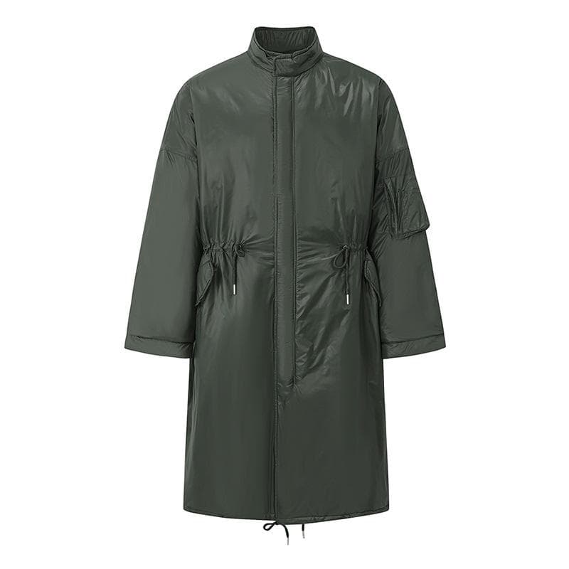 Designed Mid-length Cotton Coat for Men In Winter Loose Warm Thickened Coat Korean Style Trendy Lapel Cotton Coat 2XL green