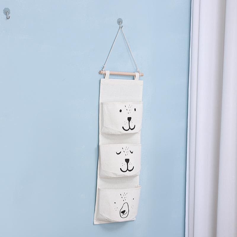 Hanging Storage Bag 3 Pocket Waterproof Hanging Organizer for Dorm Living Room Bathroom Home Fabric Wall Closet Organizer white