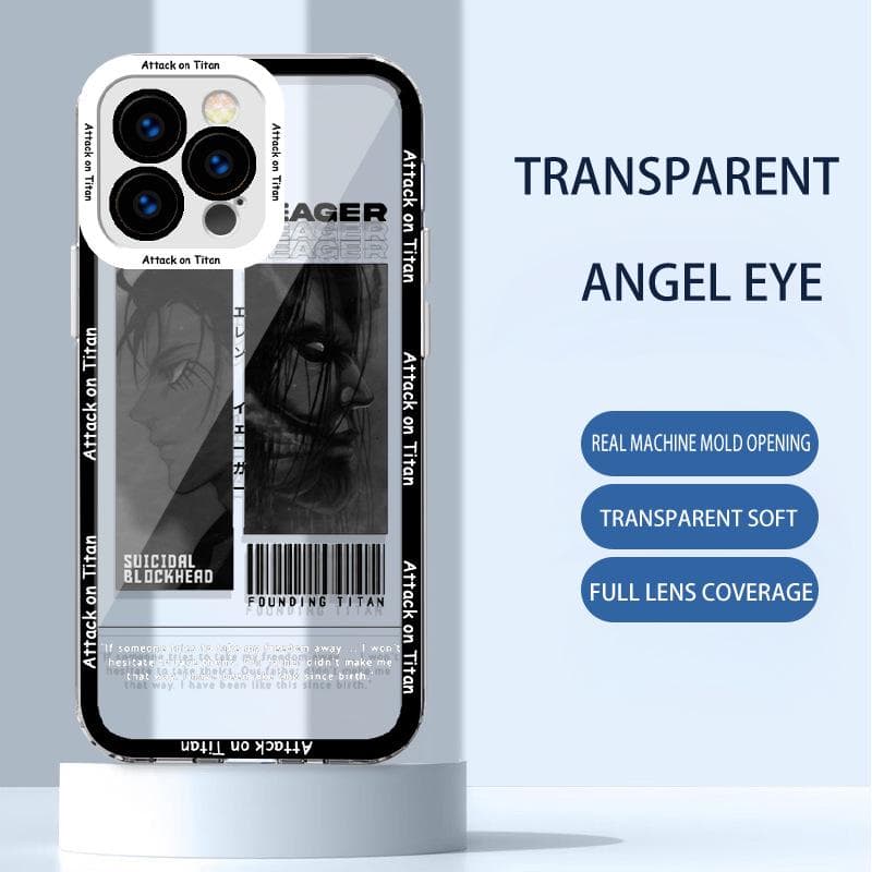 Attack on Titan Anime Transparent Case for Apple 6/7/8 Plus, 12, 13, 14, XS iPhone 7 Plus