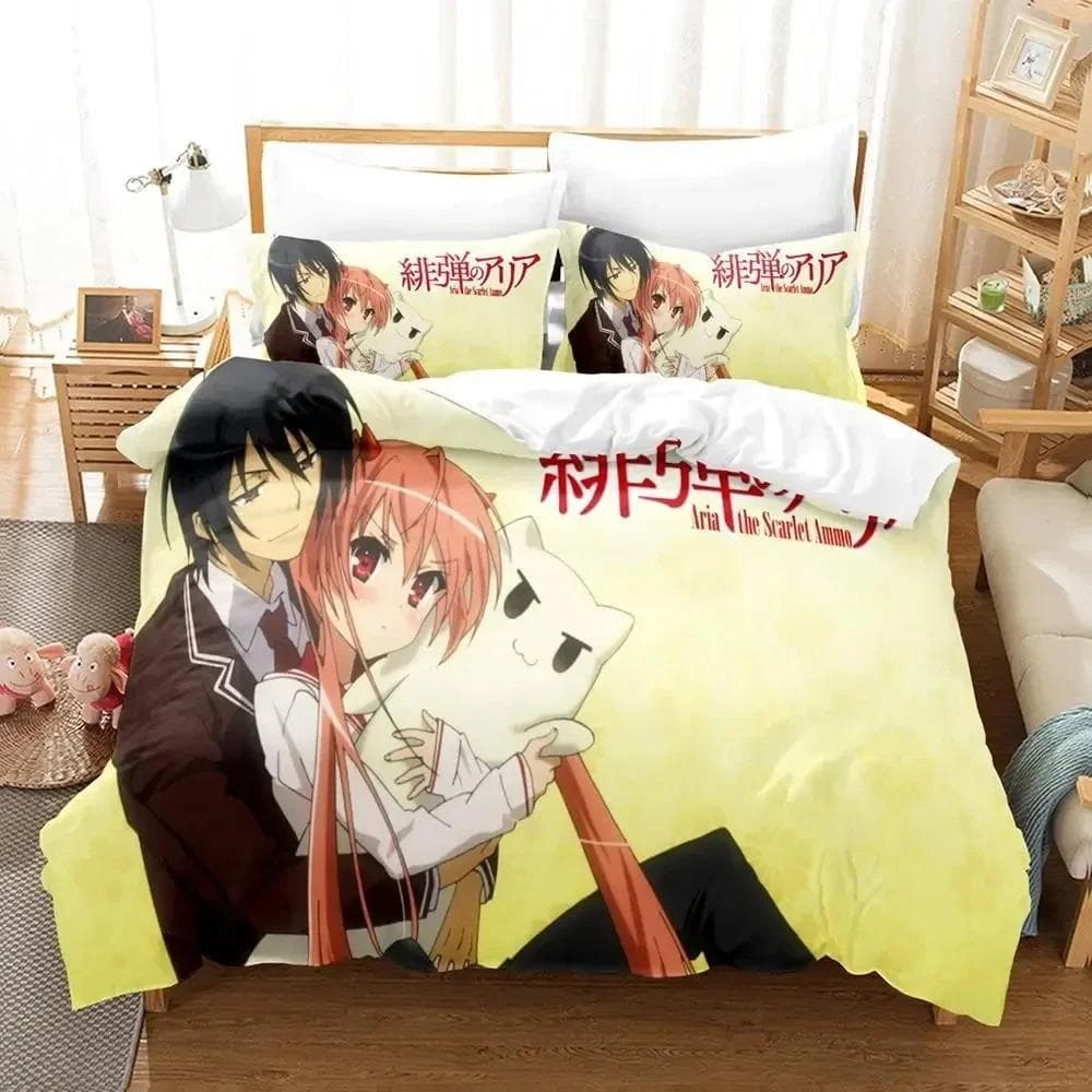 Anime Aria the Scarlet Ammo Hidan no Aria Bedding Set Duvet Cover Bed Set Quilt Cover Pillowcase Comforter king Queen Size 70x133cm 2pcs