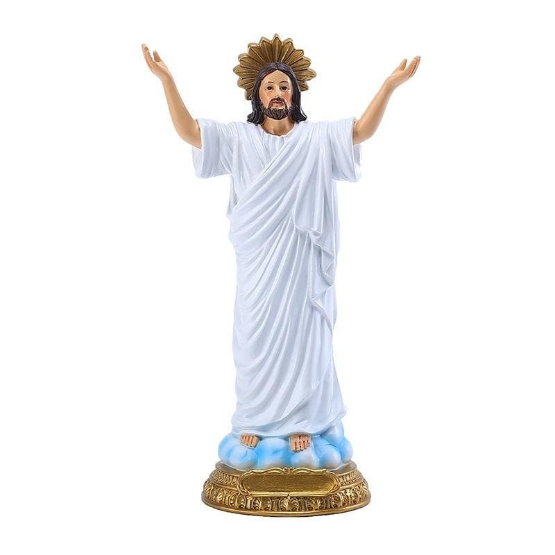 8 Inches Alleluia He Is Risen Decor Resin Jesus Christ Statue The Resurrection Figurine Home Decoration Christian Saint Statue 1pcs