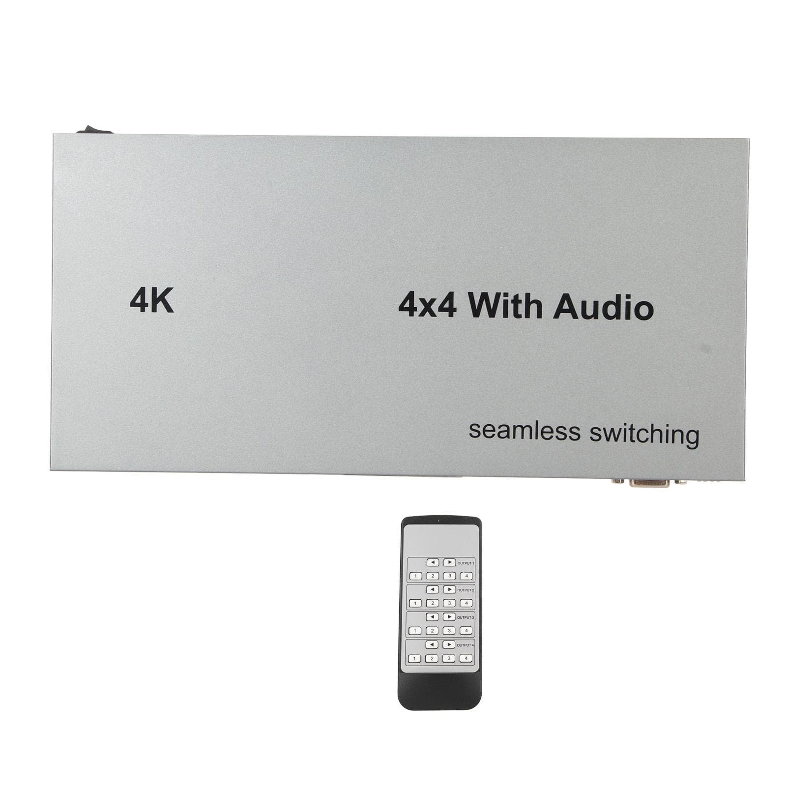 HD Multimedia Interface Switch 4 in 4 Out 4K 30Hz Video Switcher Splitter with Sound Extractor for EU Plug